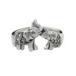 Marcasite cocktail ring, 'Mommy and Me' - Sterling Silver and Faceted Marcasite Elephant Cocktail Ring