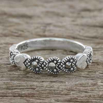 Plaited Silver Marcasite Edged Ring – SilverPlus Jewellery