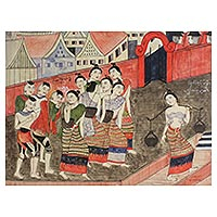 'Philander' - Signed Folk Art Painting from Thailand
