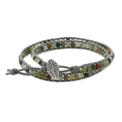 Agate and glass beaded wrap bracelet, 'Cloud Dream' - Multi-Colored Cloud Dream Agate and Glass Beaded Bracelet