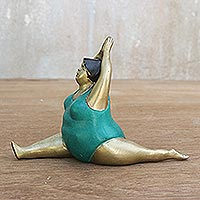 Brass figurine, 'Monkey Pose' - Brass Monkey Pose Yoga Figurine from Thailand