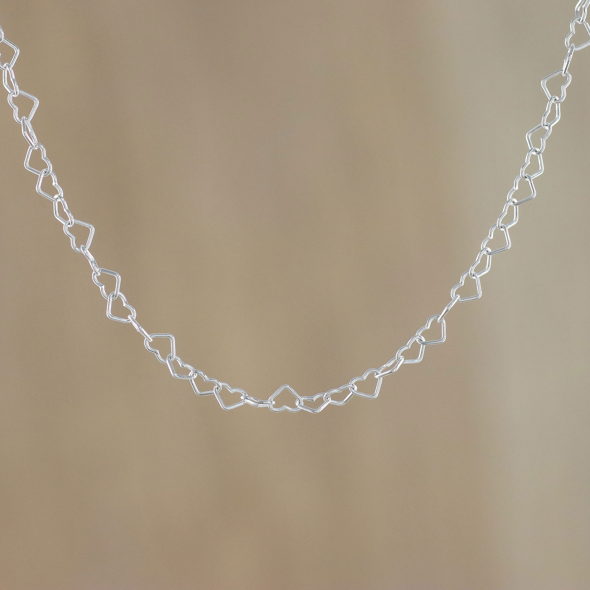 heart link necklace sterling silver