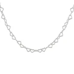 Sterling silver link necklace, 'Lots of Love' (3mm) - Sterling Silver Heart Link Necklace (3mm) from Thailand