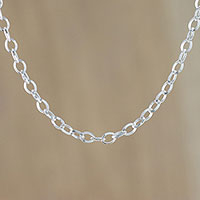 Sterling silver chain necklace, 'Simply Cool' - Simple Sterling Silver Chain Necklace from Thailand