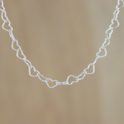 Sterling silver link necklace, Lots of Love (6mm)