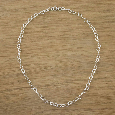 Collar de eslabones de plata de ley (6 mm) - Collar de eslabones de corazón de plata esterlina (6 mm) de Tailandia