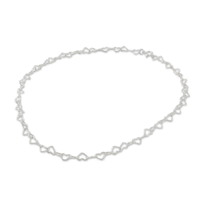 Collar de eslabones de plata de ley (6 mm) - Collar de eslabones de corazón de plata esterlina (6 mm) de Tailandia
