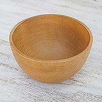 Wood serving bowl, 'Love the Cook' - Handcrafted Mango Wood Serving Bowl from Thailand