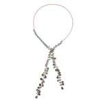 Multi-gemstone lariat necklace, 'Lovely Ocean' - Handcrafted Multi-Gemstone Bead and Copper Wrap Necklace