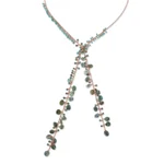 Multi-gemstone lariat necklace, 'Lovely Ocean' - Handcrafted Multi-Gemstone Bead and Copper Wrap Necklace
