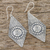 Silver dangle earrings, 'Sunshine Diamonds' - Karen Silver Dangle Earrings with Spiral Motifs