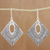 Silver dangle earrings, 'Karen Symbols' - Diamond-Shaped Silver Dangle Earrings from Thailand