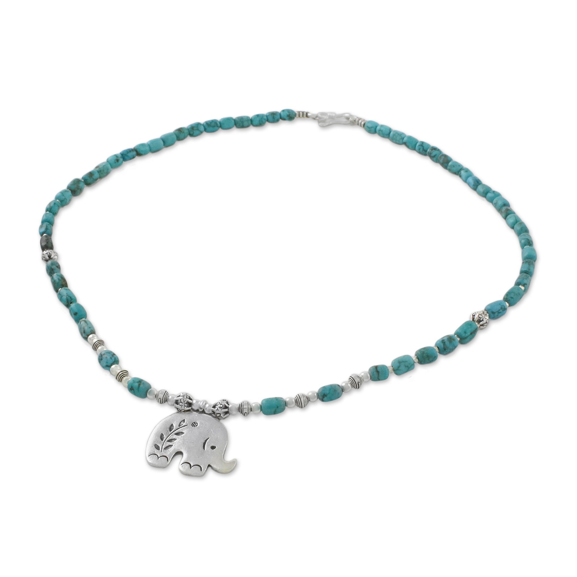 Karen Silver Elephant Beaded Pendant Necklace from Thailand Cool