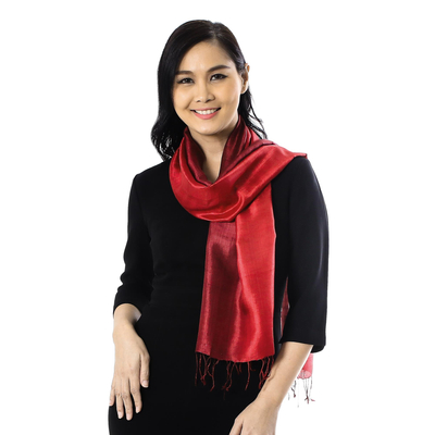 Tie-dyed silk scarf, Ruby Love