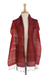 Tie-dyed silk scarf, 'Ruby Love' - Ruby Red Tie-Dyed Handwoven Silk Scarf with Fringe (image 2e) thumbail