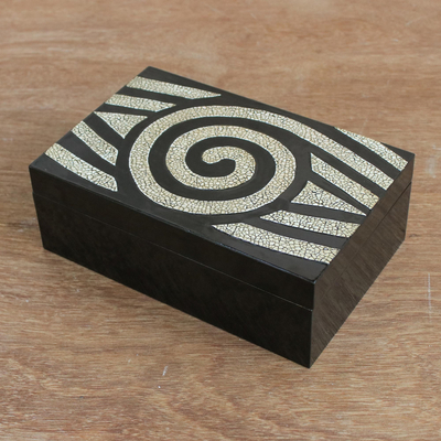 Caja decorativa de madera - Caja decorativa de mosaico de madera con motivo de ojos de Tailandia