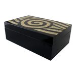Wood decorative box, 'Mosaic Eye' - Eye Motif Wood Mosaic Decorative Box from Thailand