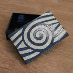 Wood decorative box, 'Mosaic Eye' - Eye Motif Wood Mosaic Decorative Box from Thailand