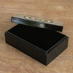 Wood decorative box, 'Mosaic Eye' - Eye Motif Wood Mosaic Decorative Box from Thailand