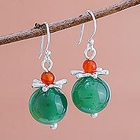 Chalcedony dangle earrings, 'Hover' - Green Chalcedony Karen Hill Tribe Silver Dangle Earrings