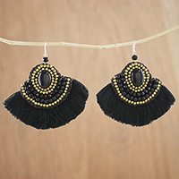 Onyx dangle earrings, 'Shadow Dancer'