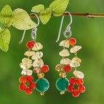 Multi-gemstone cluster earrings, 'Vivacious Color' - Multi-Gemstone Cluster Sterling Silver Dangle Earrings