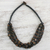 Wood beaded necklace, 'Earthy Geometry' - Brown Cube and Black Disc Wood Multi-Strand Beaded Necklace thumbail