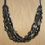 Wood beaded necklace, 'Earthy Geometry' - Brown Cube and Black Disc Wood Multi-Strand Beaded Necklace (image 2b) thumbail