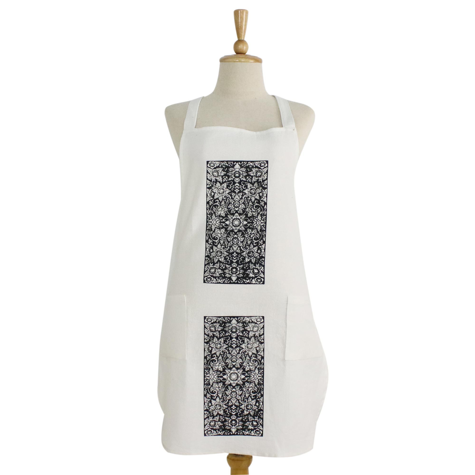 white cotton apron