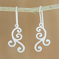 Sterling silver dangle earrings, 'Swirls of Nature'