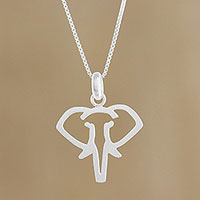 Sterling silver pendant necklace, 'A Simple Elephant' - Sterling Silver Elephant Pendant Necklace from Thailand
