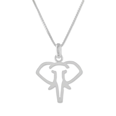 Sterling silver pendant necklace, 'A Simple Elephant' - Sterling Silver Elephant Pendant Necklace from Thailand