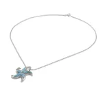 Larimar pendant necklace, 'Starfish Sparkle' - Larimar and Sterling Silver Starfish Pendant Necklace