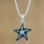 Larimar pendant necklace, 'Starfish at Night' - Larimar Marcasite Starfish Sterling Silver Pendant Necklace (image 2) thumbail