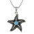 Larimar pendant necklace, 'Starfish at Night' - Larimar Marcasite Starfish Sterling Silver Pendant Necklace (image 2c) thumbail