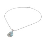 Larimar pendant necklace, 'Ocean's Call' - Larimar and Sterling Silver Nautilus Pendant Necklace