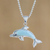 Larimar pendant necklace, 'Sleek Swimmer' - Larimar Sterling Silver Swimming Dolphin Pendant Necklace thumbail