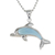 Larimar pendant necklace, 'Sleek Swimmer' - Larimar Sterling Silver Swimming Dolphin Pendant Necklace (image 2c) thumbail
