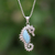 Larimar pendant necklace, 'Sweet Seahorse' - Larimar and Sterling Silver Seahorse Pendant Necklace (image 2) thumbail