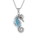 Larimar pendant necklace, 'Sweet Seahorse' - Larimar and Sterling Silver Seahorse Pendant Necklace