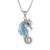 Larimar pendant necklace, 'Sweet Seahorse' - Larimar and Sterling Silver Seahorse Pendant Necklace thumbail
