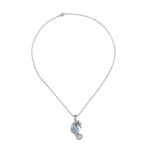 Larimar pendant necklace, 'Sweet Seahorse' - Larimar and Sterling Silver Seahorse Pendant Necklace