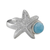 Larimar cocktail ring, 'Seaside Starfish' - Larimar and Textured Sterling Silver Starfish Cocktail Ring (image 2a) thumbail