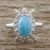 Larimar cocktail ring, 'Seaside Turtle' - Larimar and Textured Sterling Silver Turtle Cocktail Ring