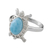 Larimar cocktail ring, 'Seaside Turtle' - Larimar and Textured Sterling Silver Turtle Cocktail Ring (image 2c) thumbail