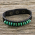 Men's leather wristband bracelet, 'Straight Path' - Men's Brown Leather Recon Turquoise Wristband Bracelet (image 2) thumbail