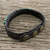 Men's leather wristband bracelet, 'Straight Path' - Men's Brown Leather Recon Turquoise Wristband Bracelet (image 2b) thumbail