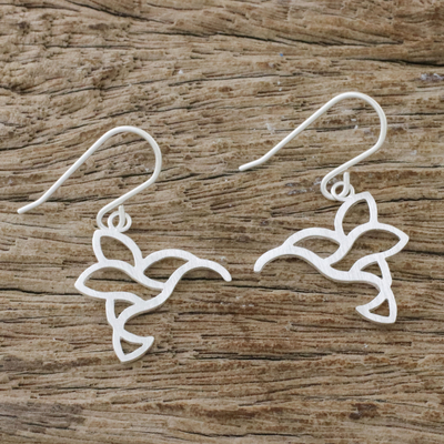 Sterling silver dangle earrings, 'Hummingbird Delight' - Sterling Silver Hummingbird Dangle Earrings from Thailand