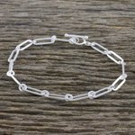 Sterling silver link bracelet, 'Cool Shine' (small) - Brushed-Satin Sterling Silver Link Bracelet from Thailand