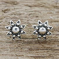 Featured review for Sterling silver stud earrings, Flower Gleam